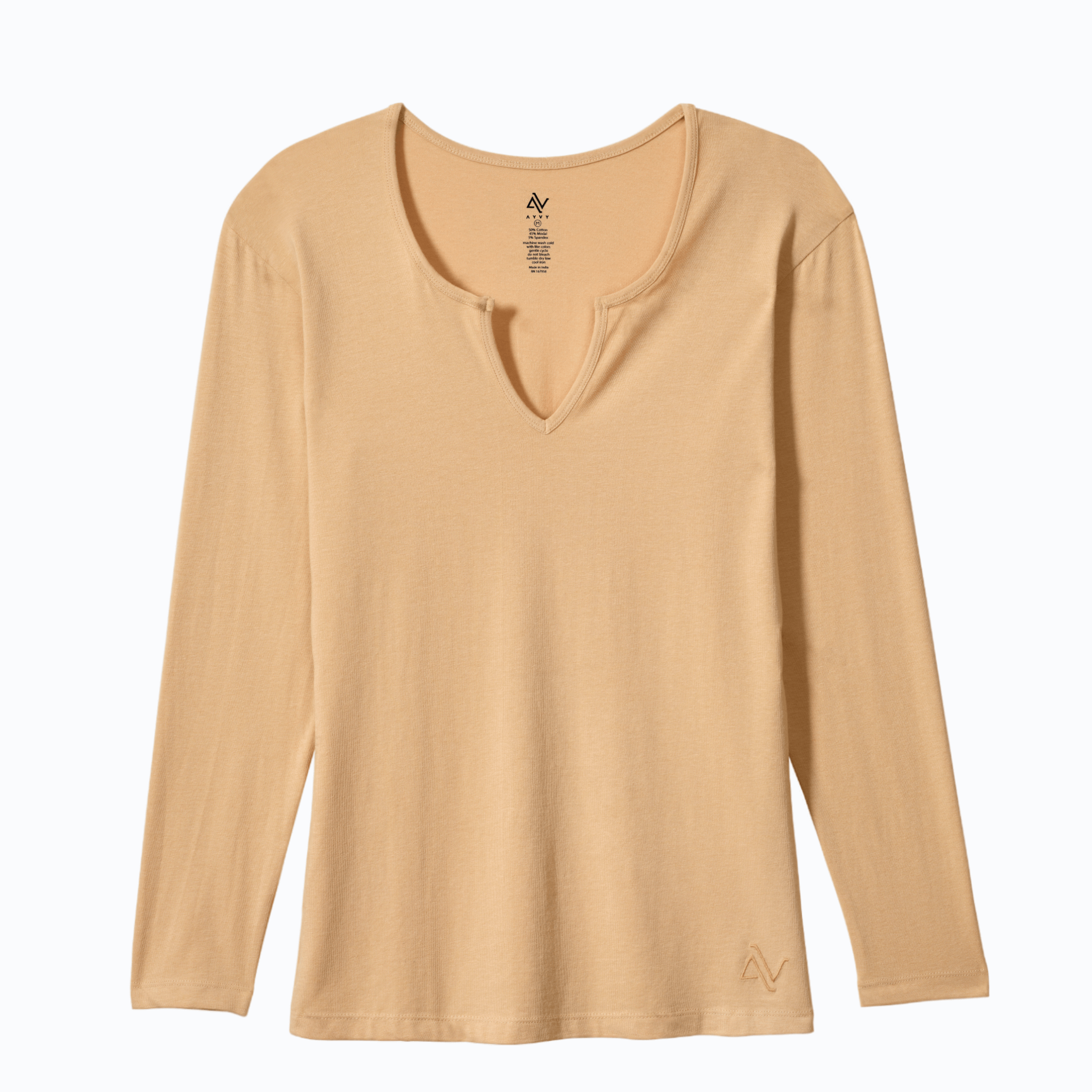 Nouveau Notched V-Neck Long Sleeve Tee