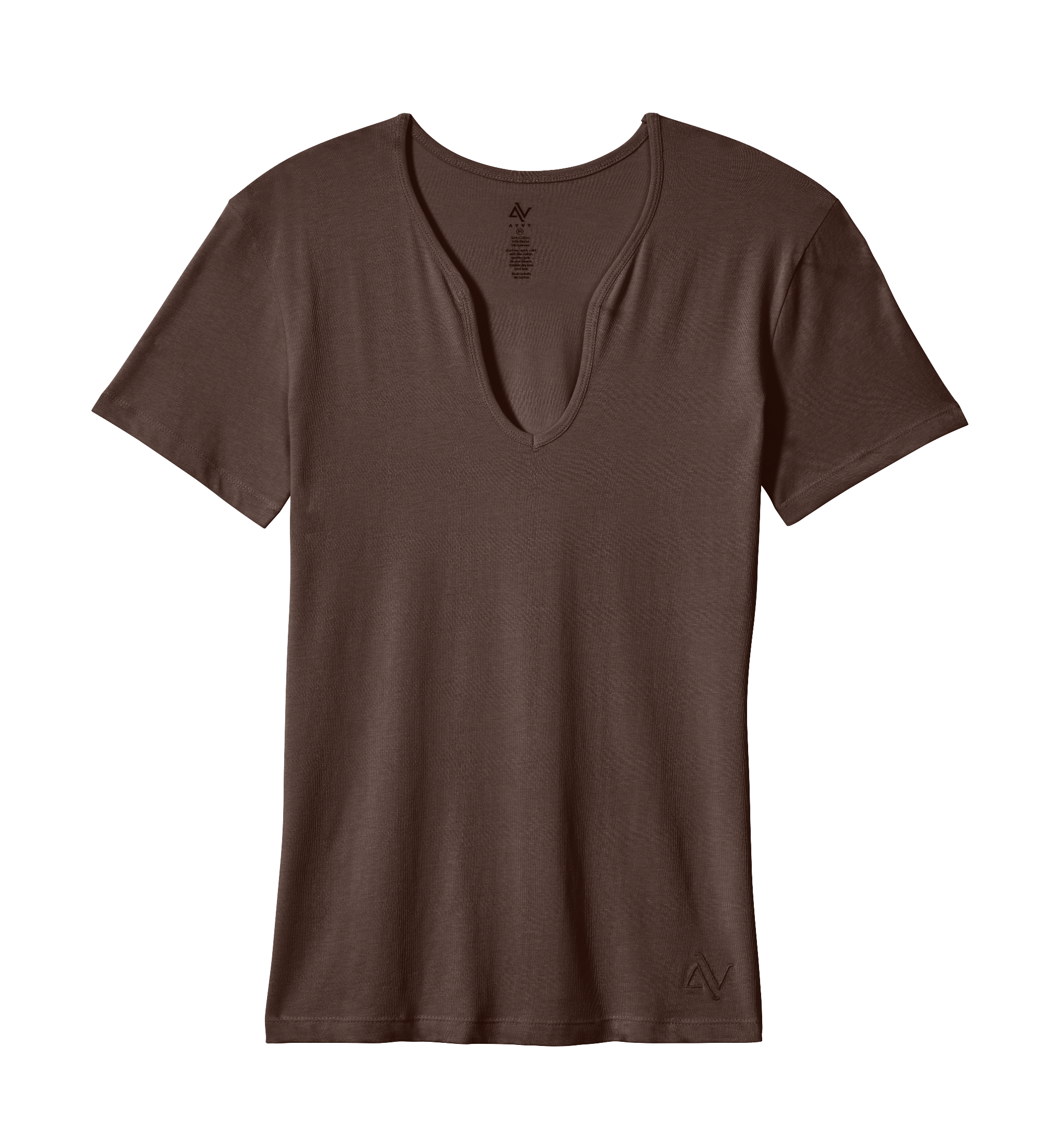 Modern Curved V-Neck Short Sleeve Tee