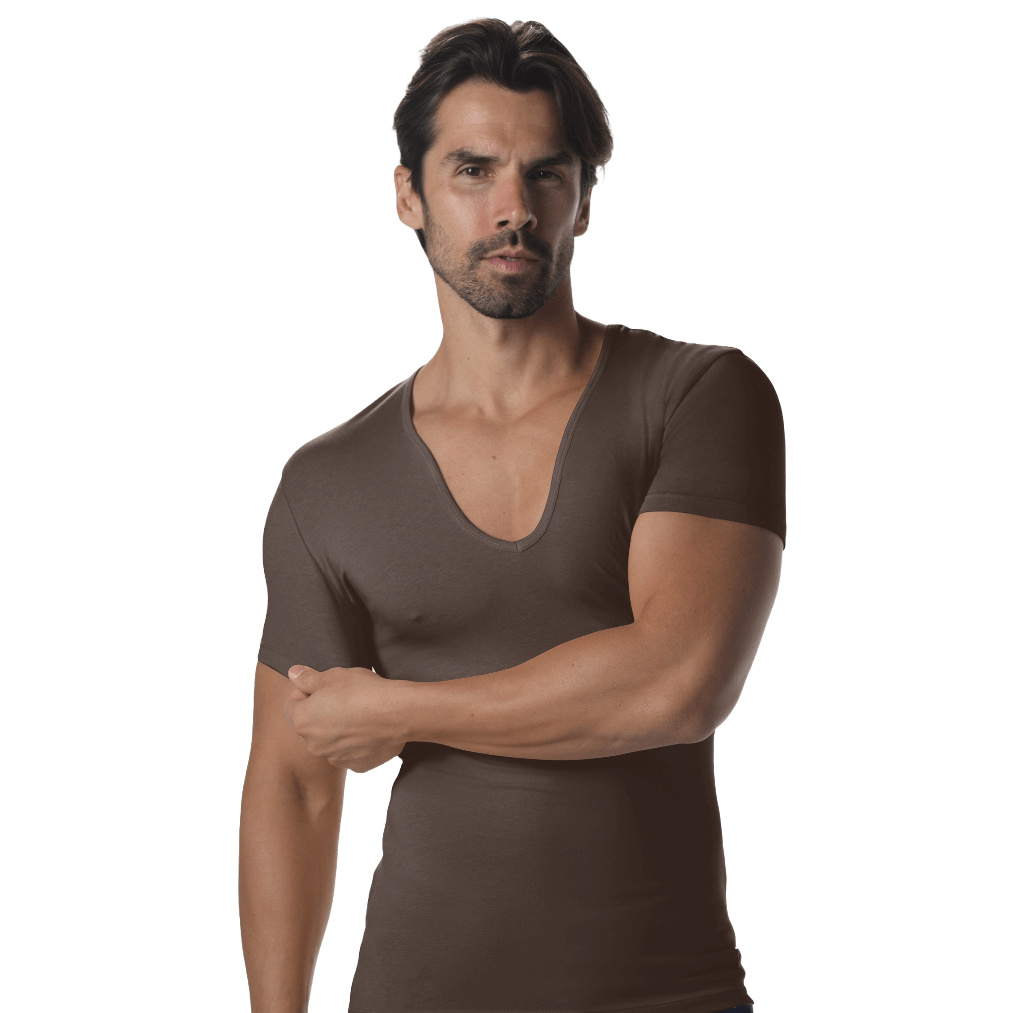 Modern Curved V-Neck Short Sleeve Tee