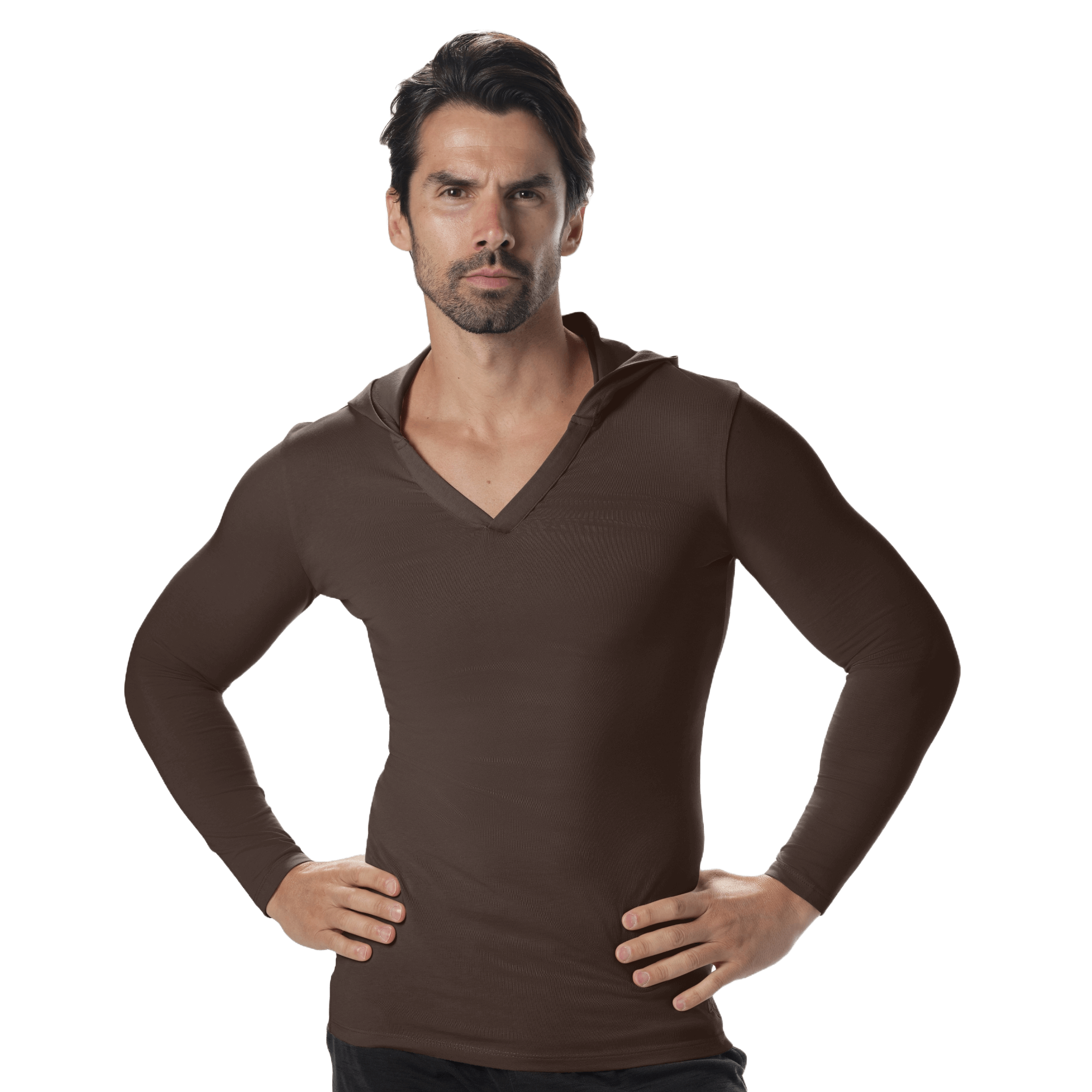 Nouveau Notched V-Neck Long Sleeve Hoodie