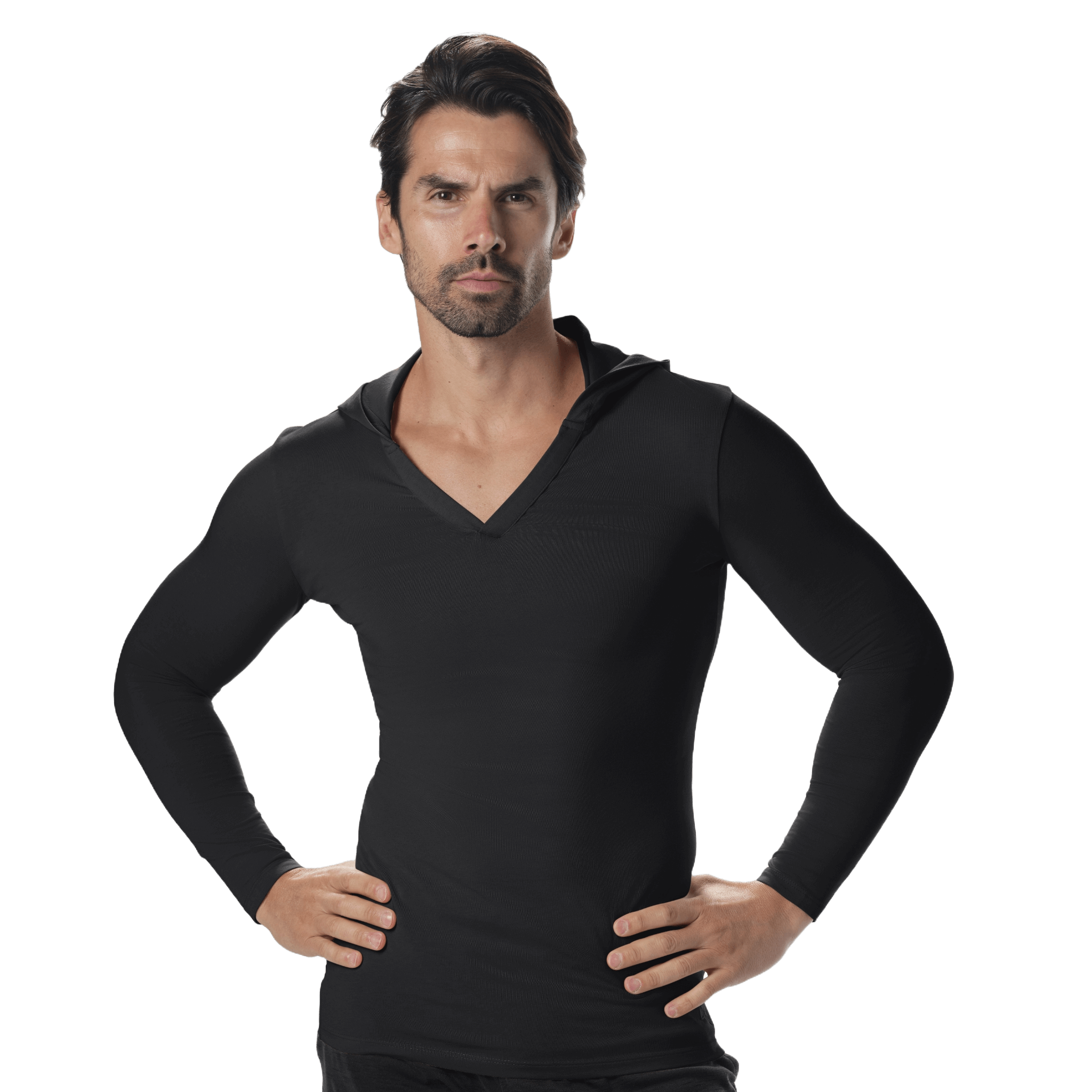 Nouveau Notched V-Neck Long Sleeve Hoodie