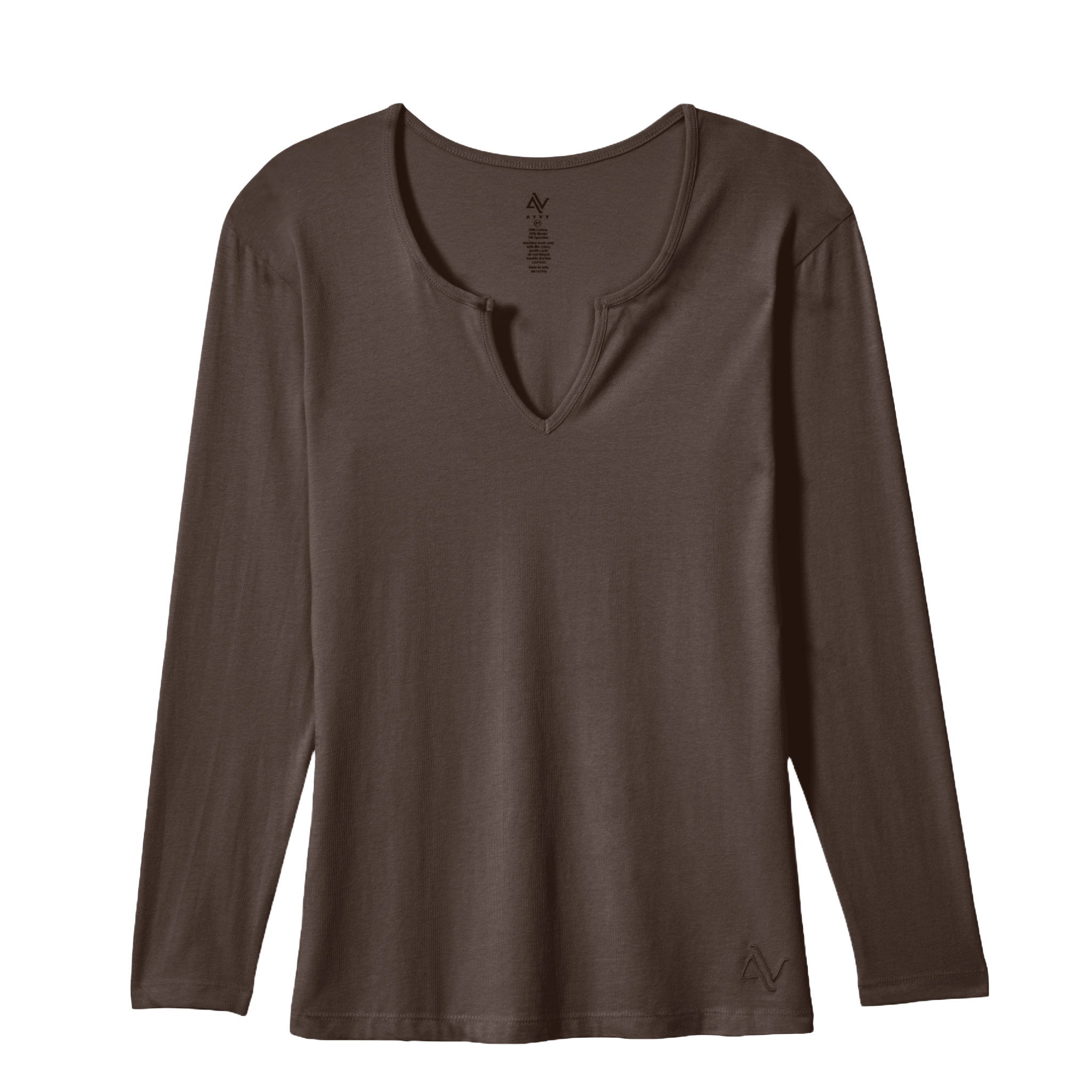 Nouveau Notched V-Neck Long Sleeve Tee