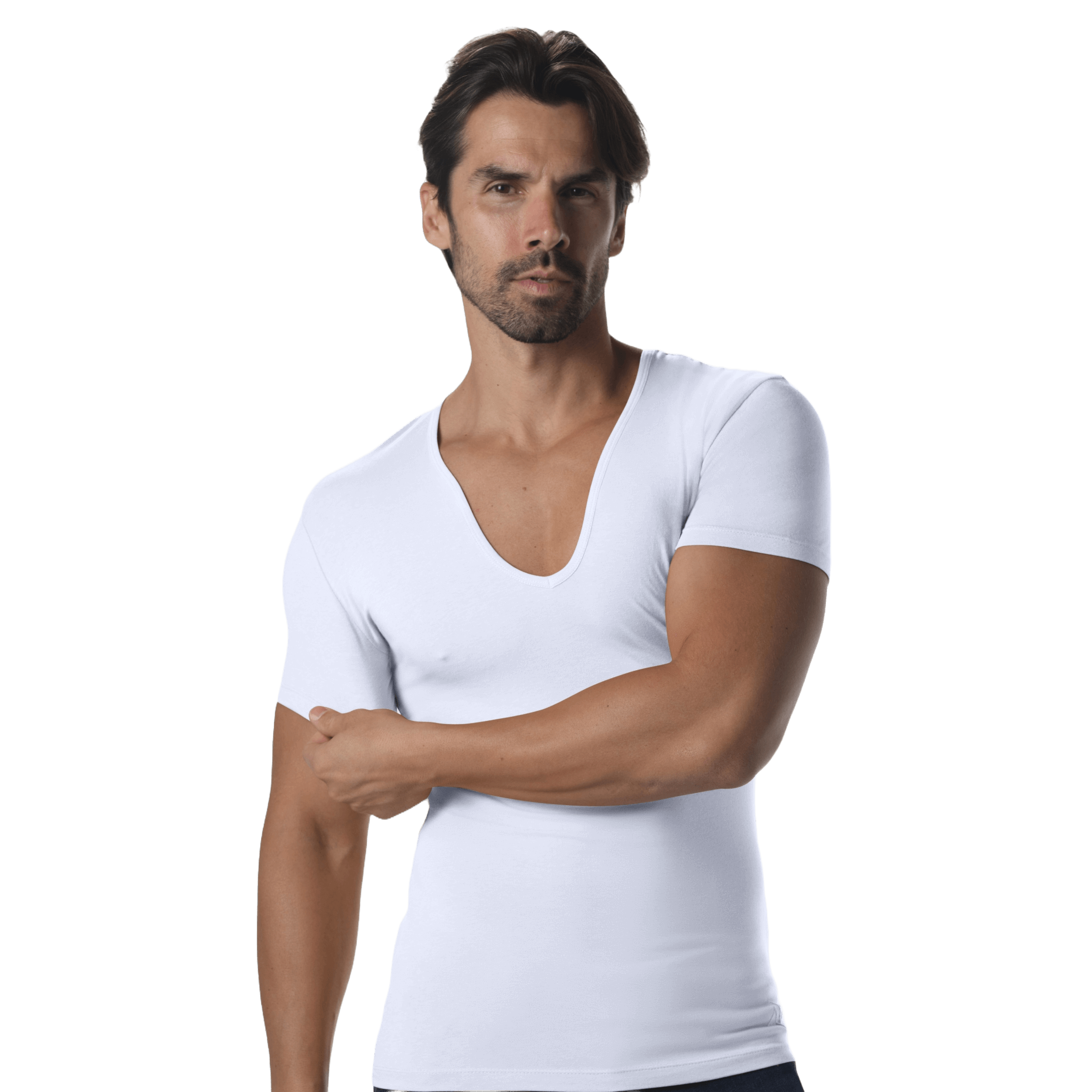 Modern Curved V-Neck Short Sleeve Tee