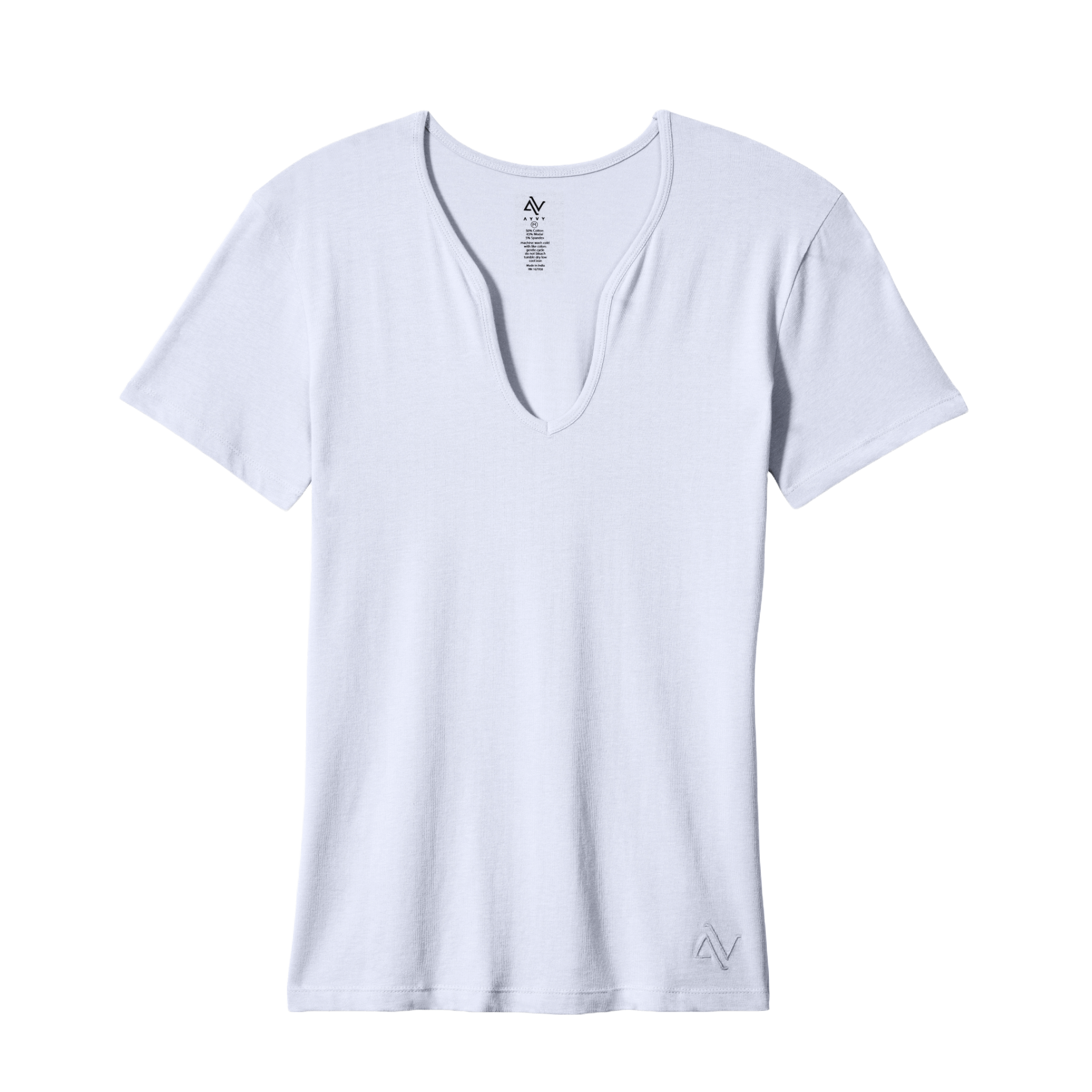 Modern Curved V-Neck Short Sleeve Tee