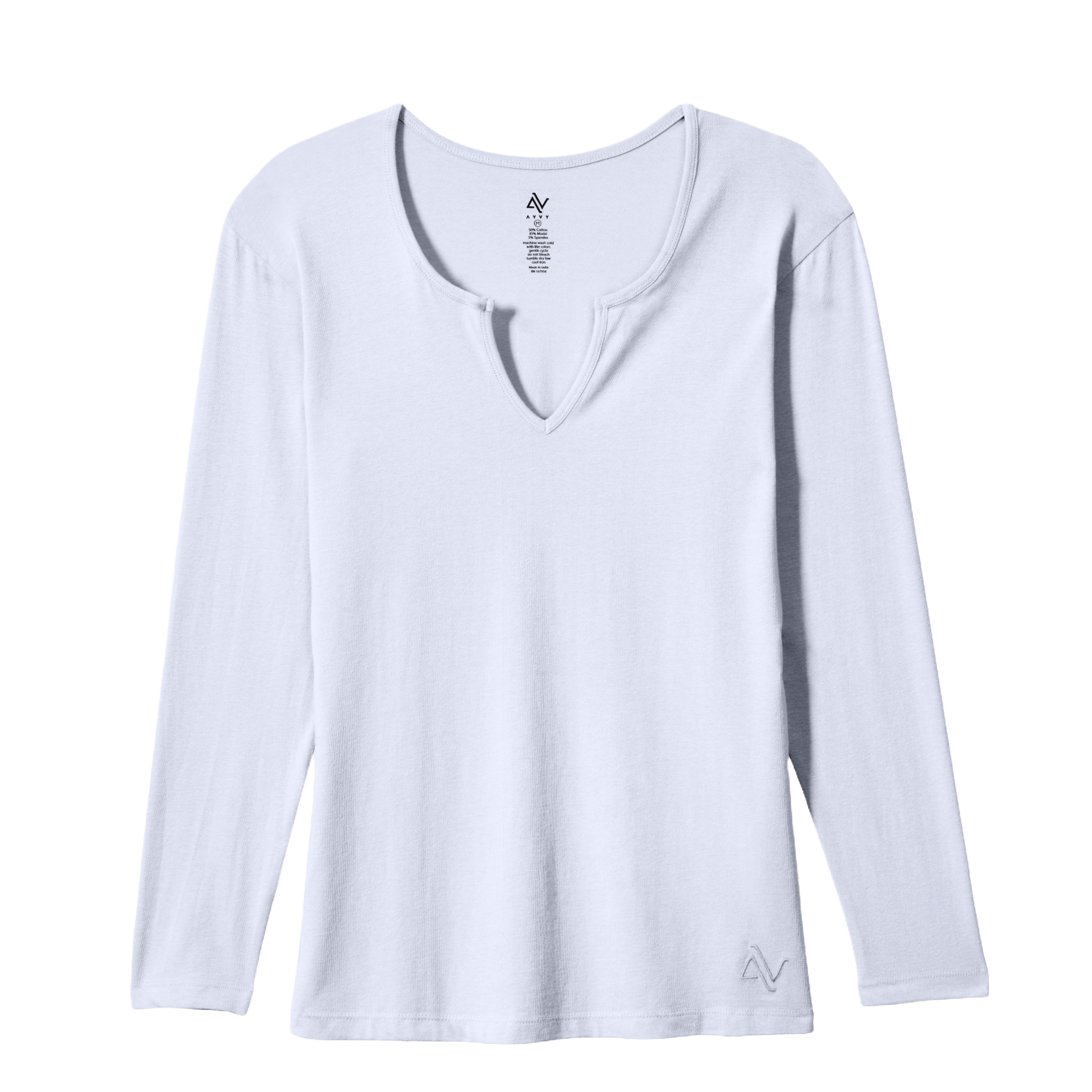 Nouveau Notched V-Neck Long Sleeve Tee