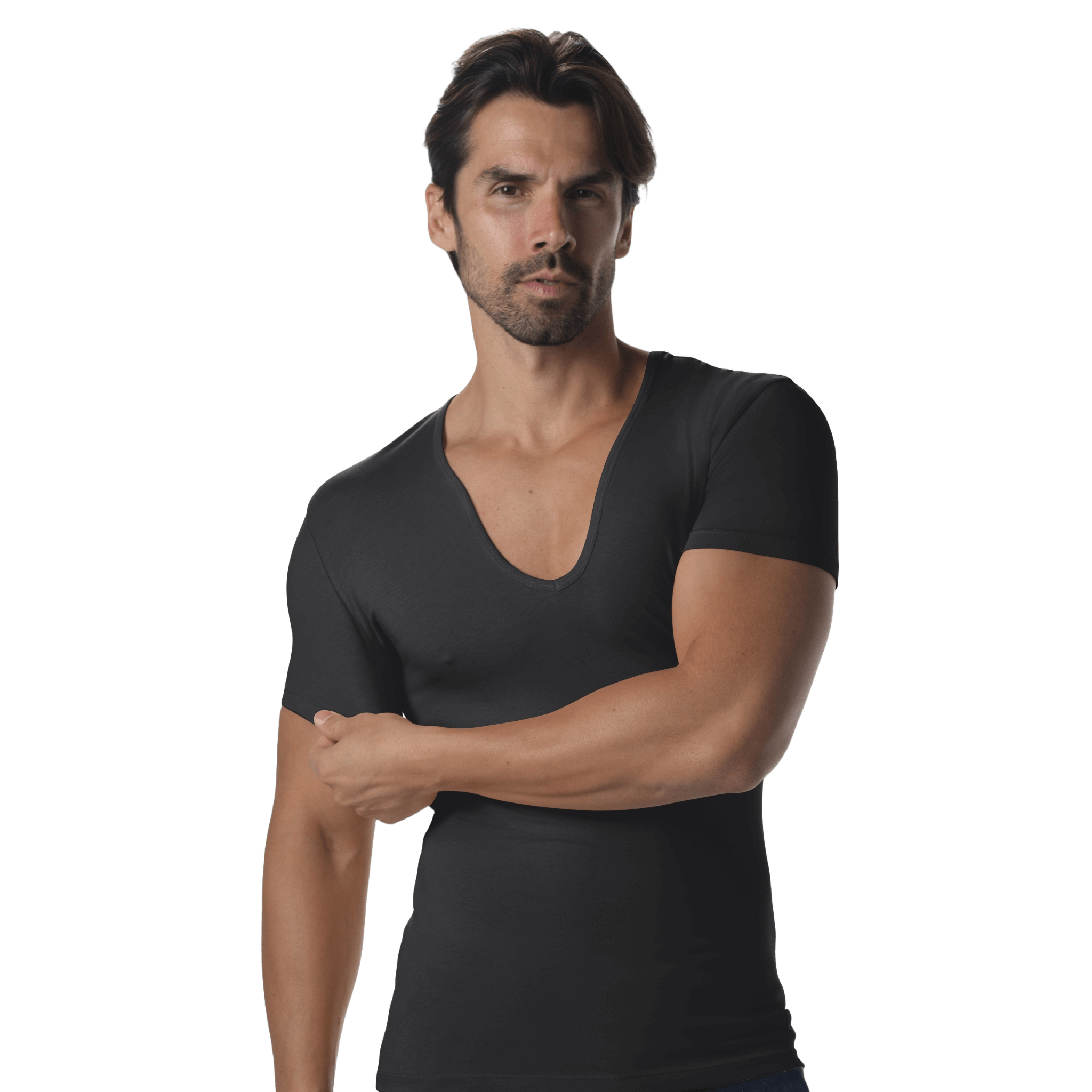 Modern Curved V-Neck Short Sleeve Tee