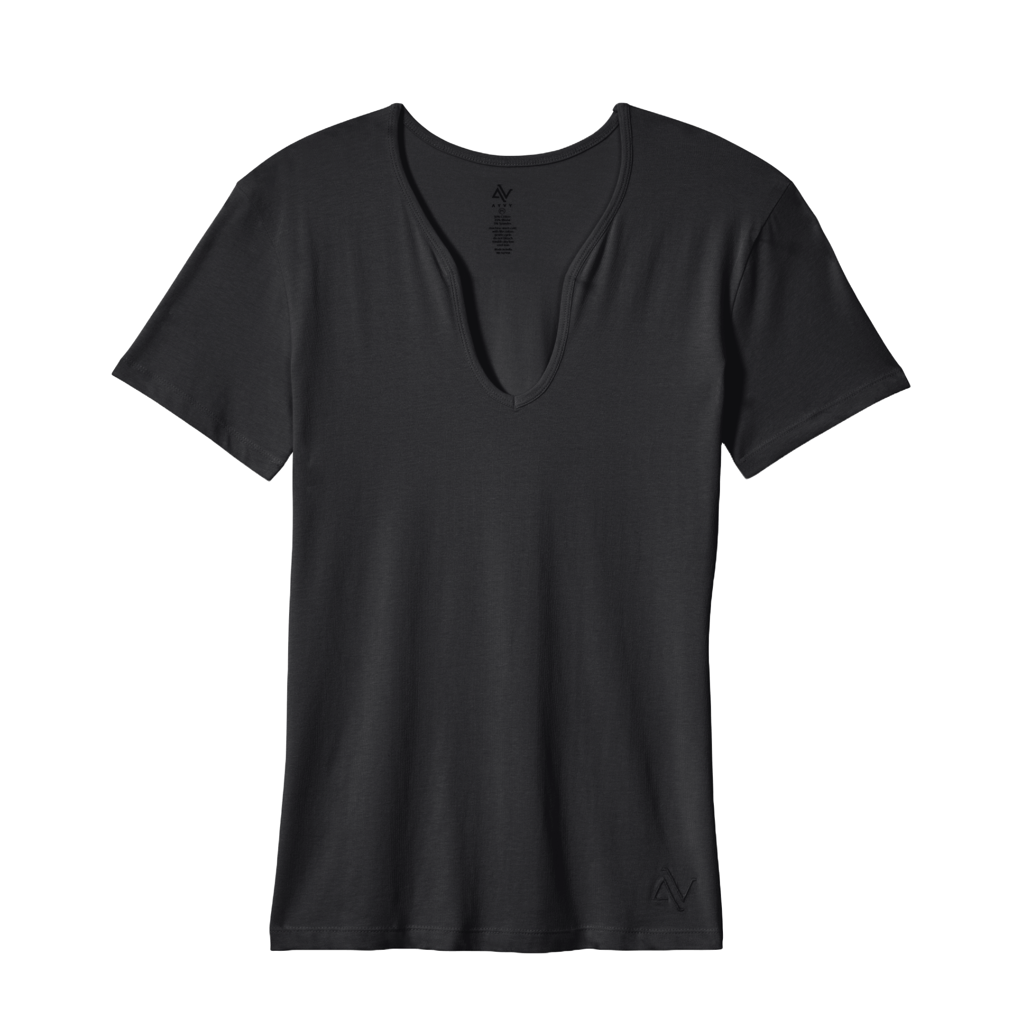 Modern Curved V-Neck Short Sleeve Tee