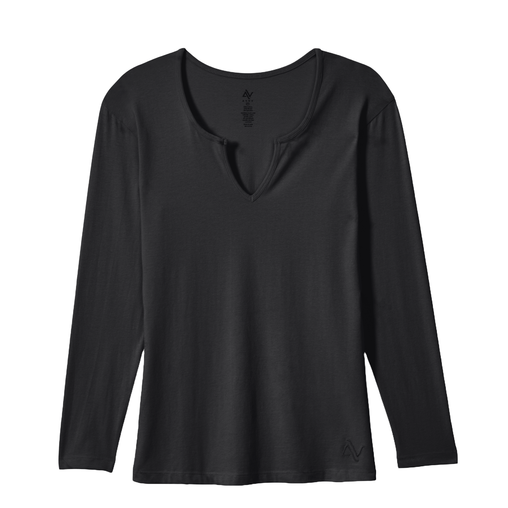 Nouveau Notched V-Neck Long Sleeve Tee