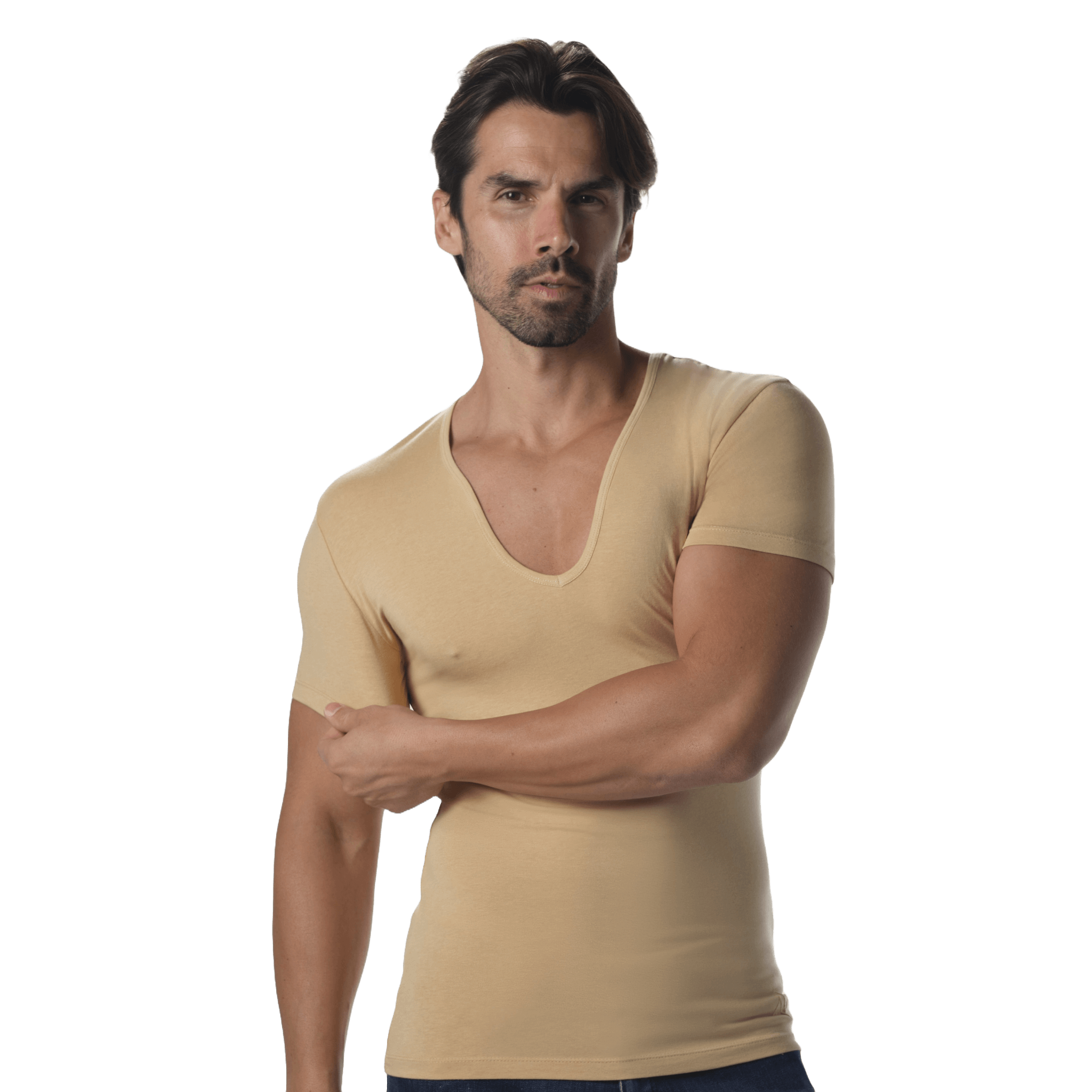 Modern Curved V-Neck Short Sleeve Tee