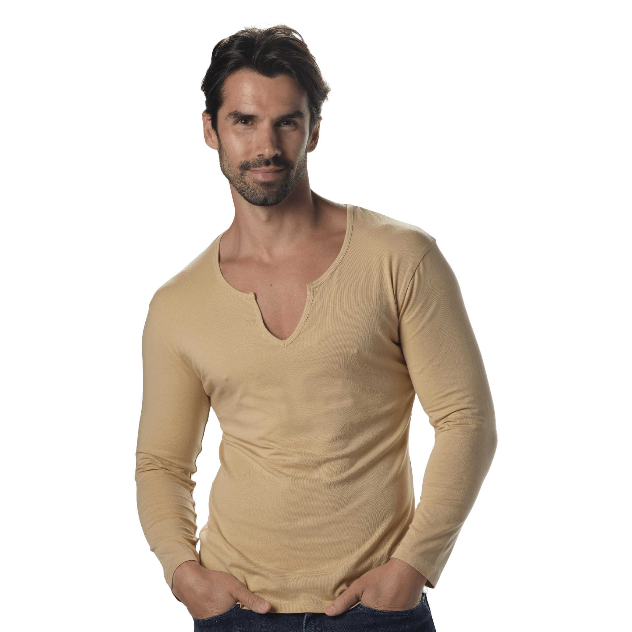 Nouveau Notched V-Neck Long Sleeve Tee